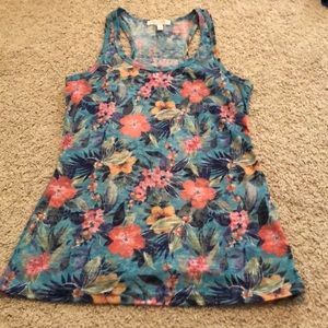 Blue floral tank top